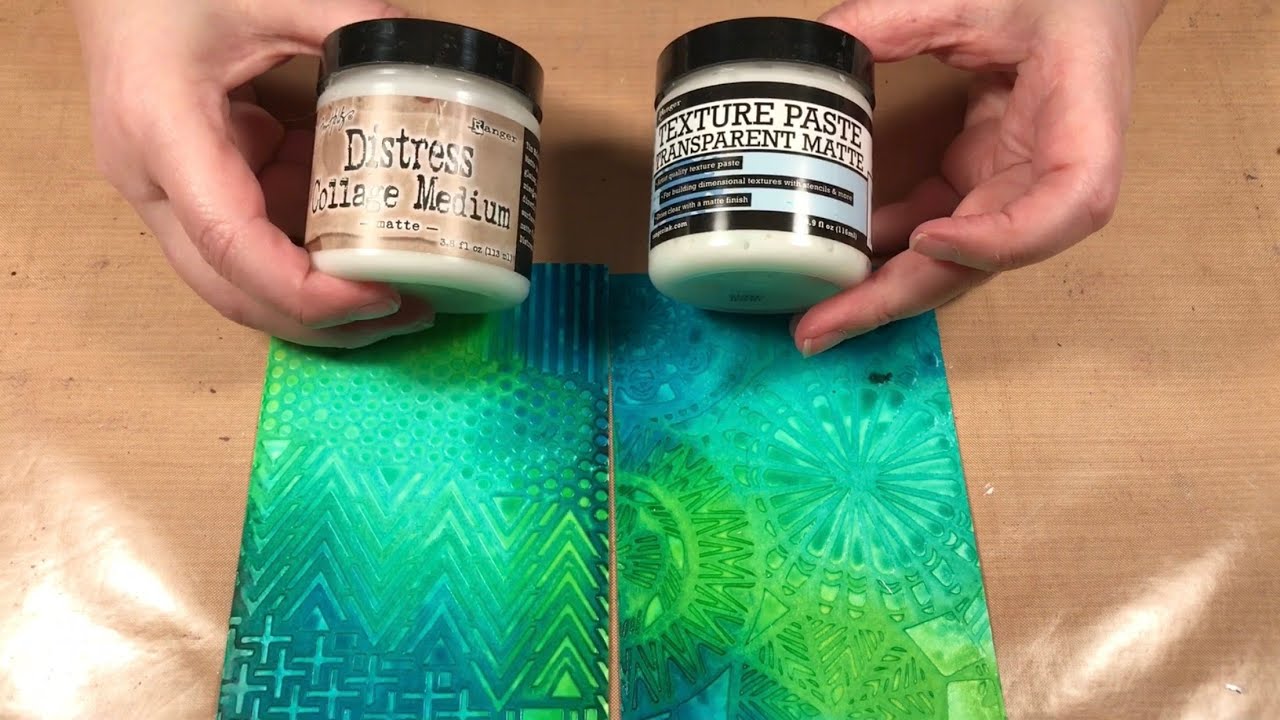 Distress Spray Stain, Distress Oxides and Gloss Sprays over many wet embossing Pastes!