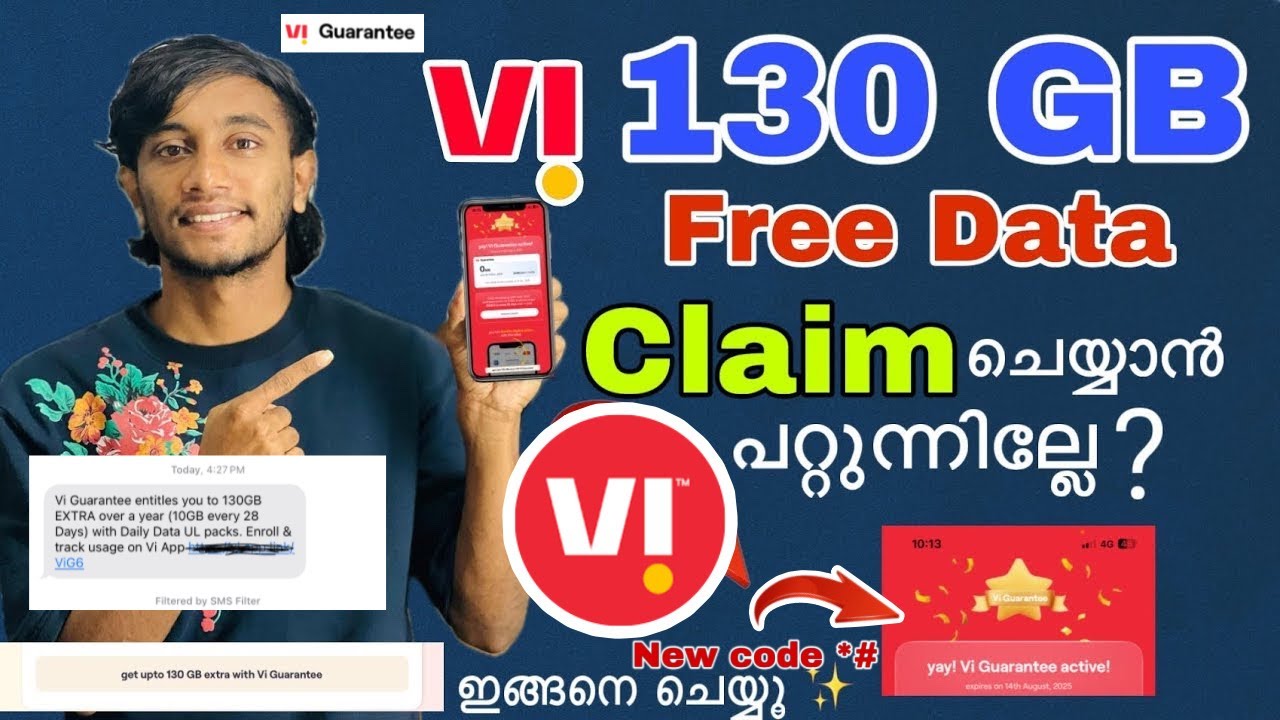 Vi free 130 gb Data | vi free Internet | how to claim vi free data | Vi app free data malayalam
