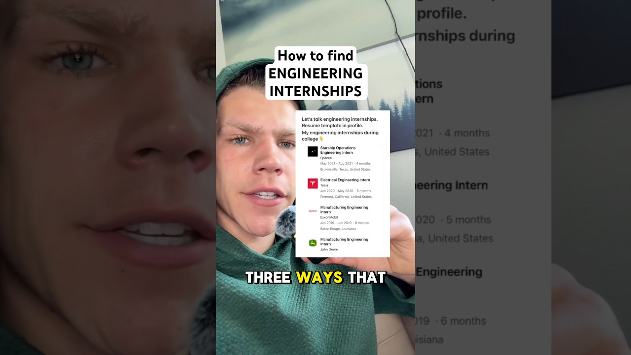 How to get an engineering internship. Ex: SpaceX Intern, Tesla Intern. #engineeringstudent