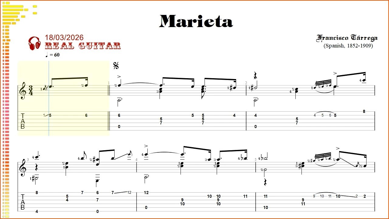 Tarrega, Marieta (with TAB), guitar