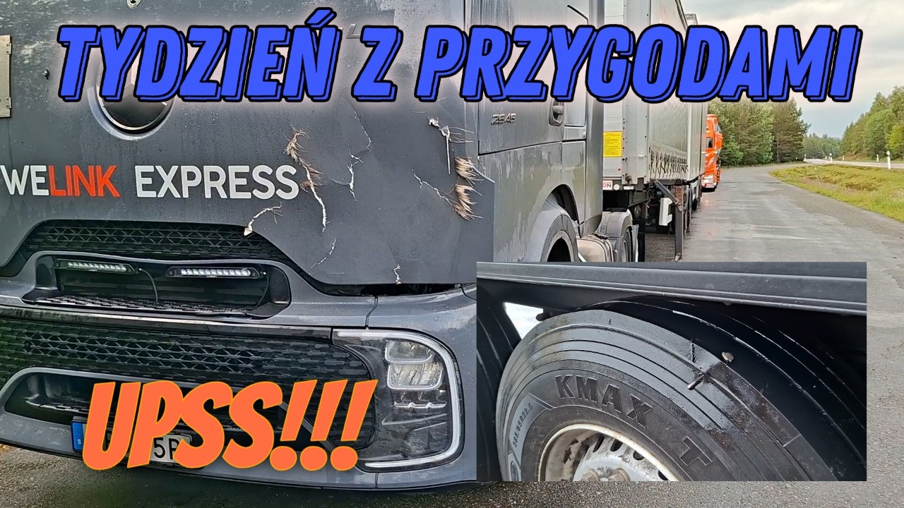 Mercedes vs Łoś, uszkodzenia po uderzeniu Łosia. Wymiana uszkodzonej opony.  Volog #21/2026 #truck