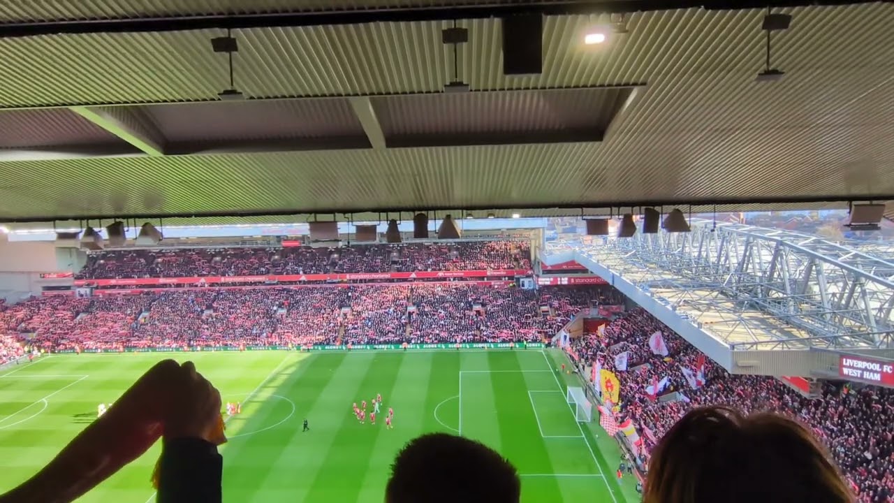 You'll Never Walk Alone at Anfield. #liverpool #anfield #premierleague #youllneverwalkalone 