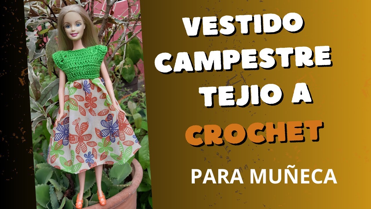 Vestido Campestre Tejido a Crochet para Muñeca