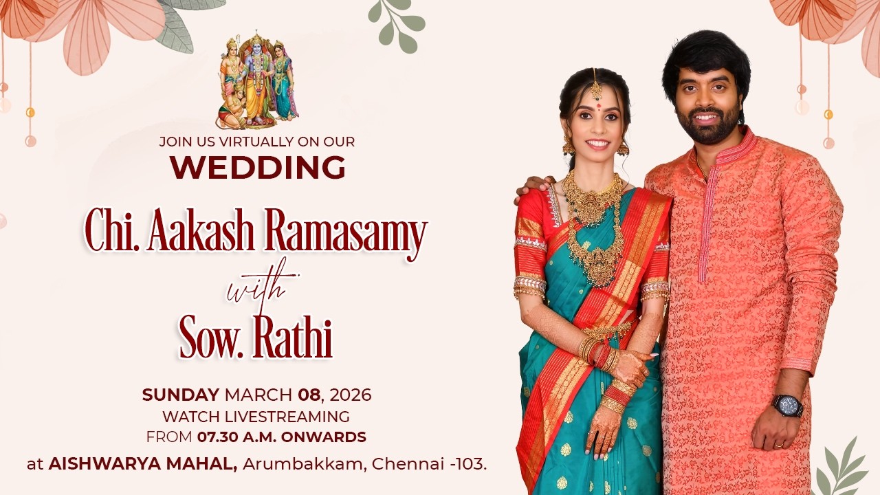 Chi. Apadhodharanan (a)  Aakash Rama Samy  with Sow. Sharada (a) Rathi    |  WEDDING