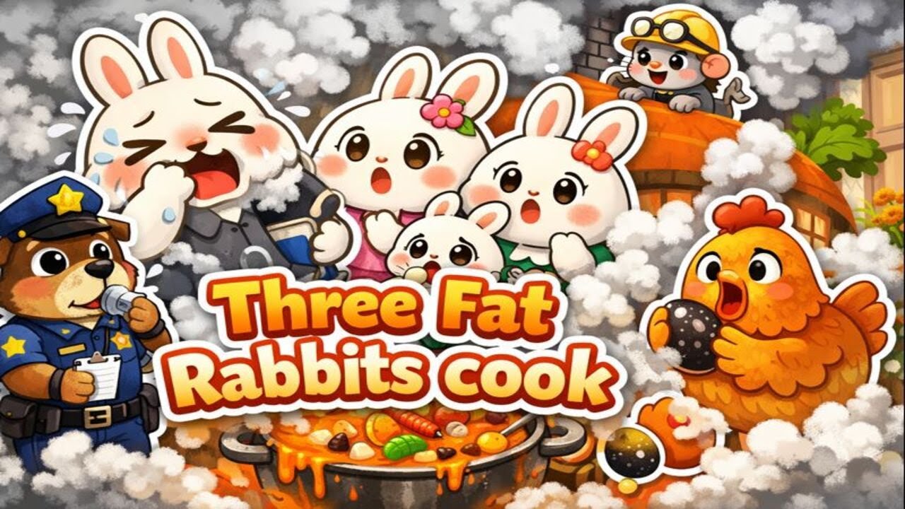 Funny Rabbit Family : Three Fat Rabbits cook 🐰🌈 |3D Kids Animation