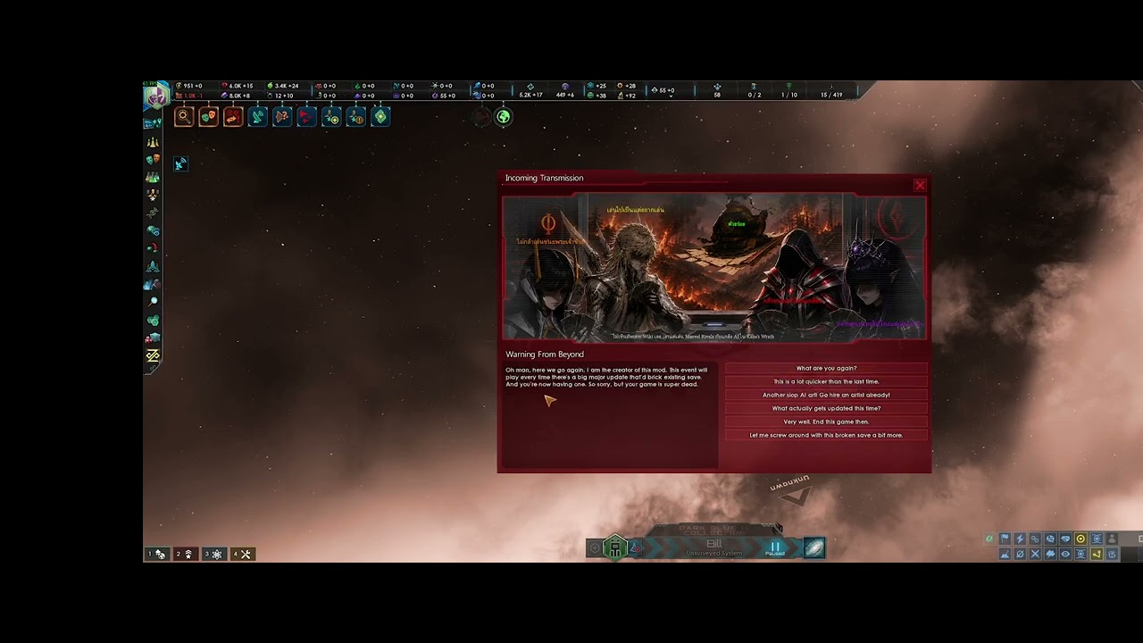 Stellaris Acot mod what happens when you load a game on an updated version of acot 4.4