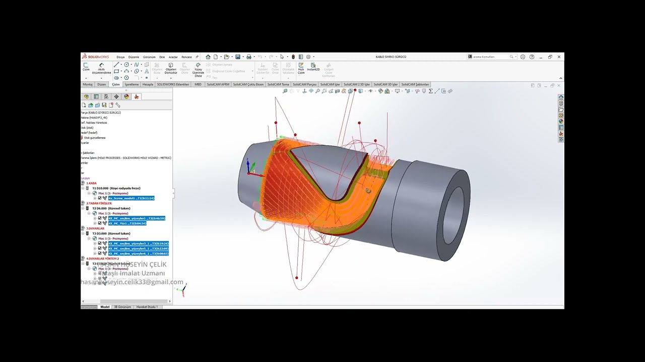 SOLİDCAM 4x KONİK SÜRÜCÜ_SOLİDCAM 4X ROUGHİNG AND FİNİSH_SOLİDCAM TUTORİAL 