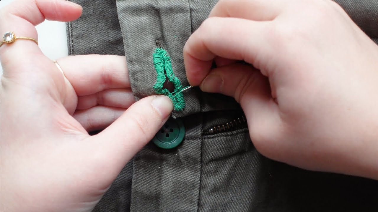 Repair the buttonhole of a jeans  (with Edge Mend technique)