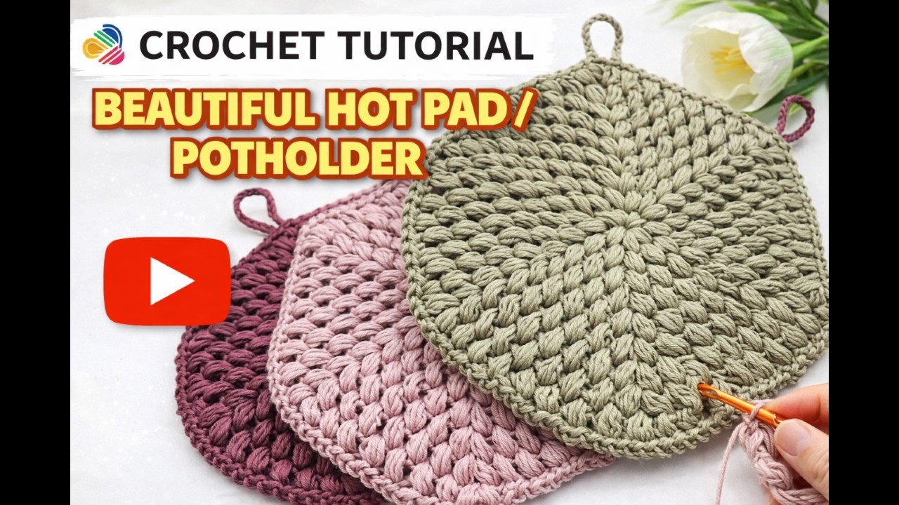 You’ll LOVE This Beautiful Crochet Hot Pad! Easy Beginner Tutorial