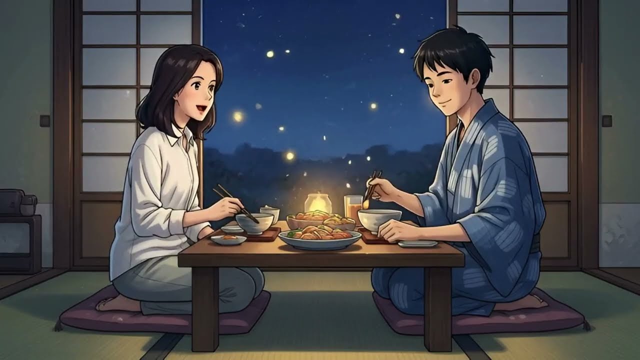 Two Cute Couple Life In alone 🌙 | Cute Couple Cooking Ambience (Ghibli Inspired)