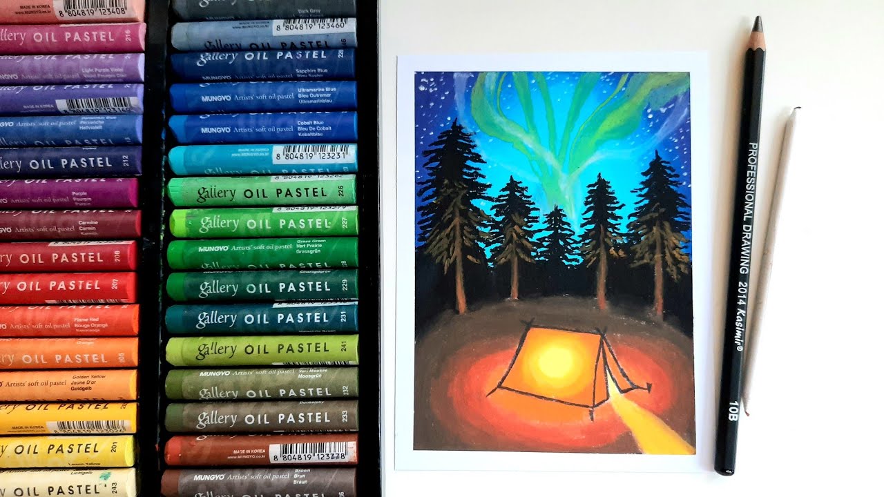 Mungyo Gallery Series Oil Pastel Unboxing + Painting a Glowing Tent Under the Night Sky || PH 🇵🇭