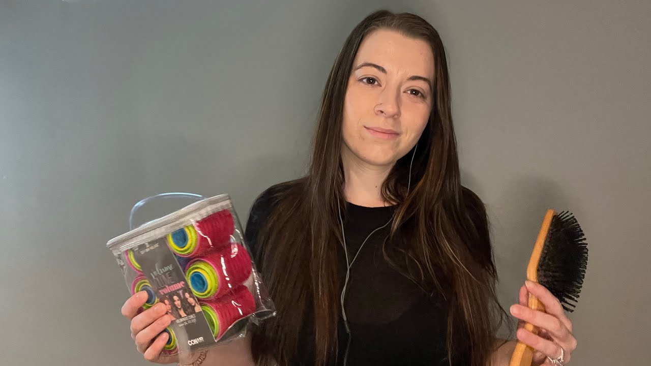 ASMR Hair Roleplay: Brushing, Combing, Putting in Curlers (realistic hair sounds)