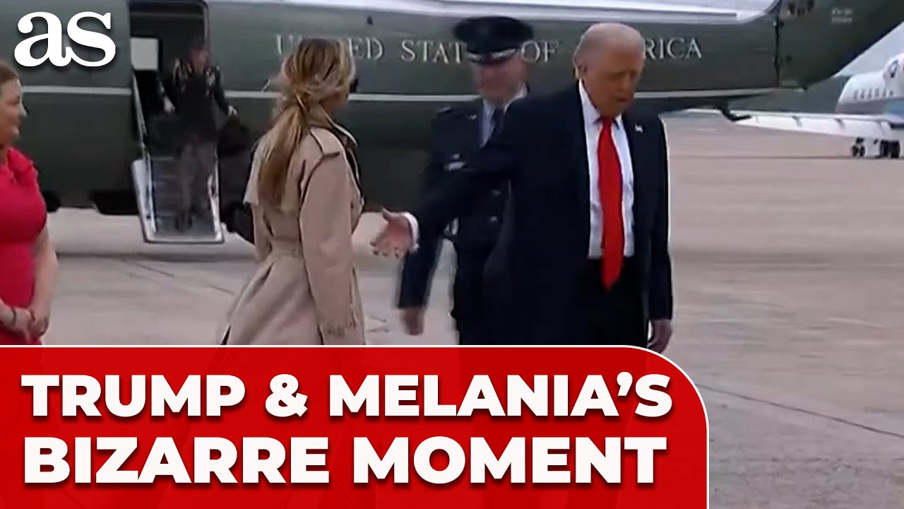 TRUMP and MELANIA'S bizarre moment before boarding AIR FORCE ONE to UK