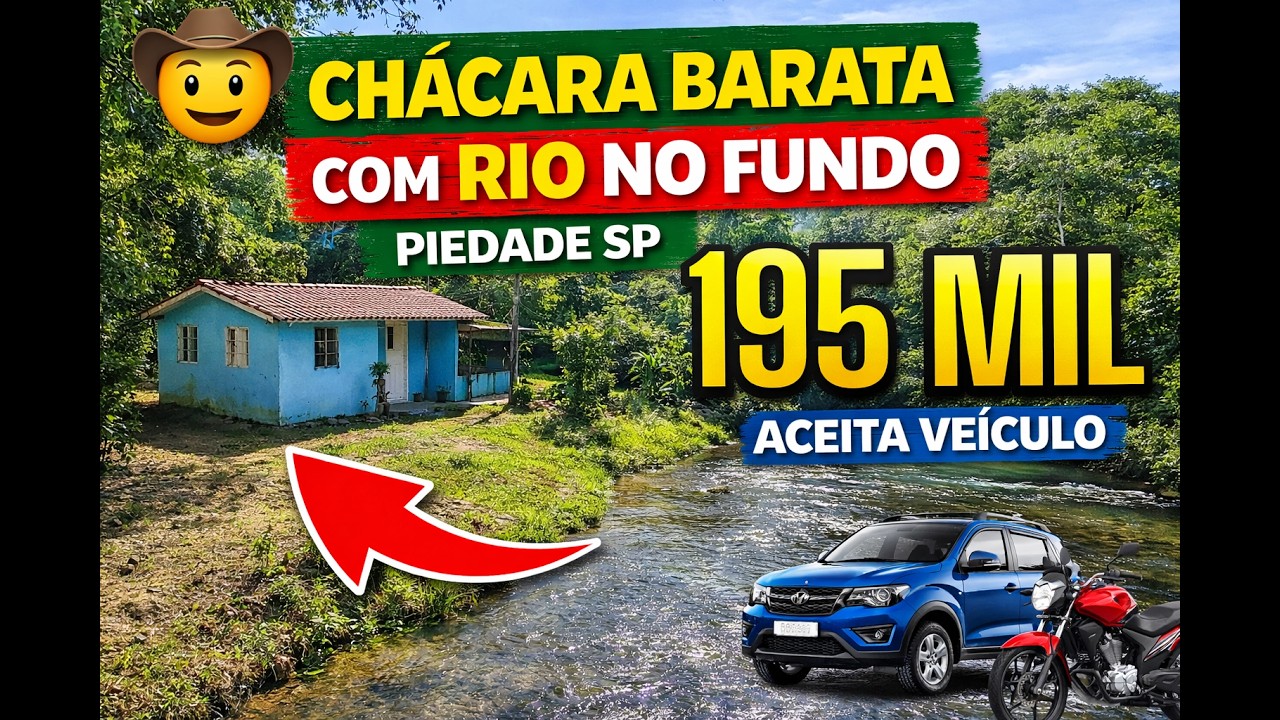 CHACARA BARATA COM RIO  NO FUNDO 🤠 PIEDADE SP. 180MIL ACEITA VEÍCULOS