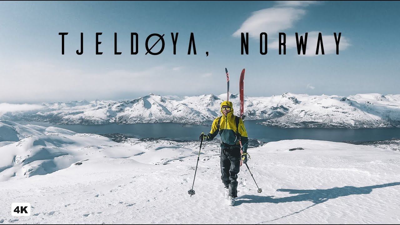 Backcountry skiing on Tjeldøya, Norway (4K)