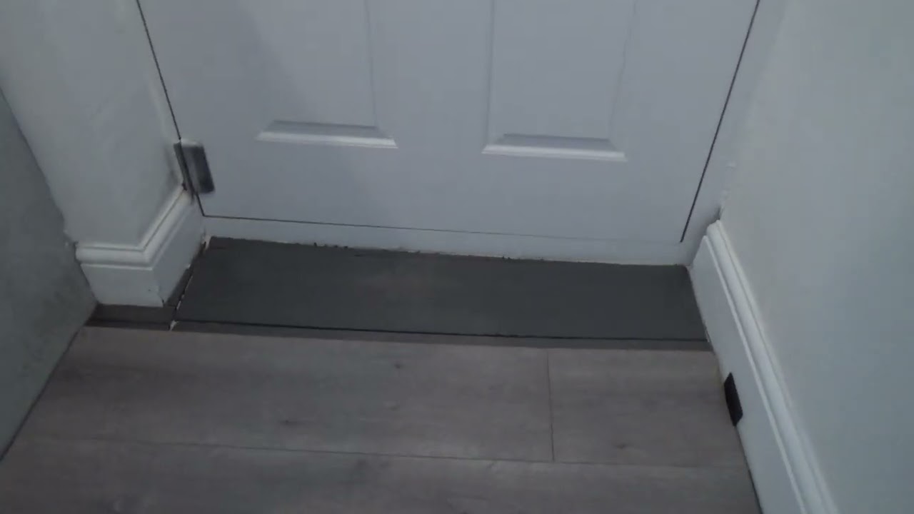 DIY laying a laminate floor on an irregular inclined kitchen floor.