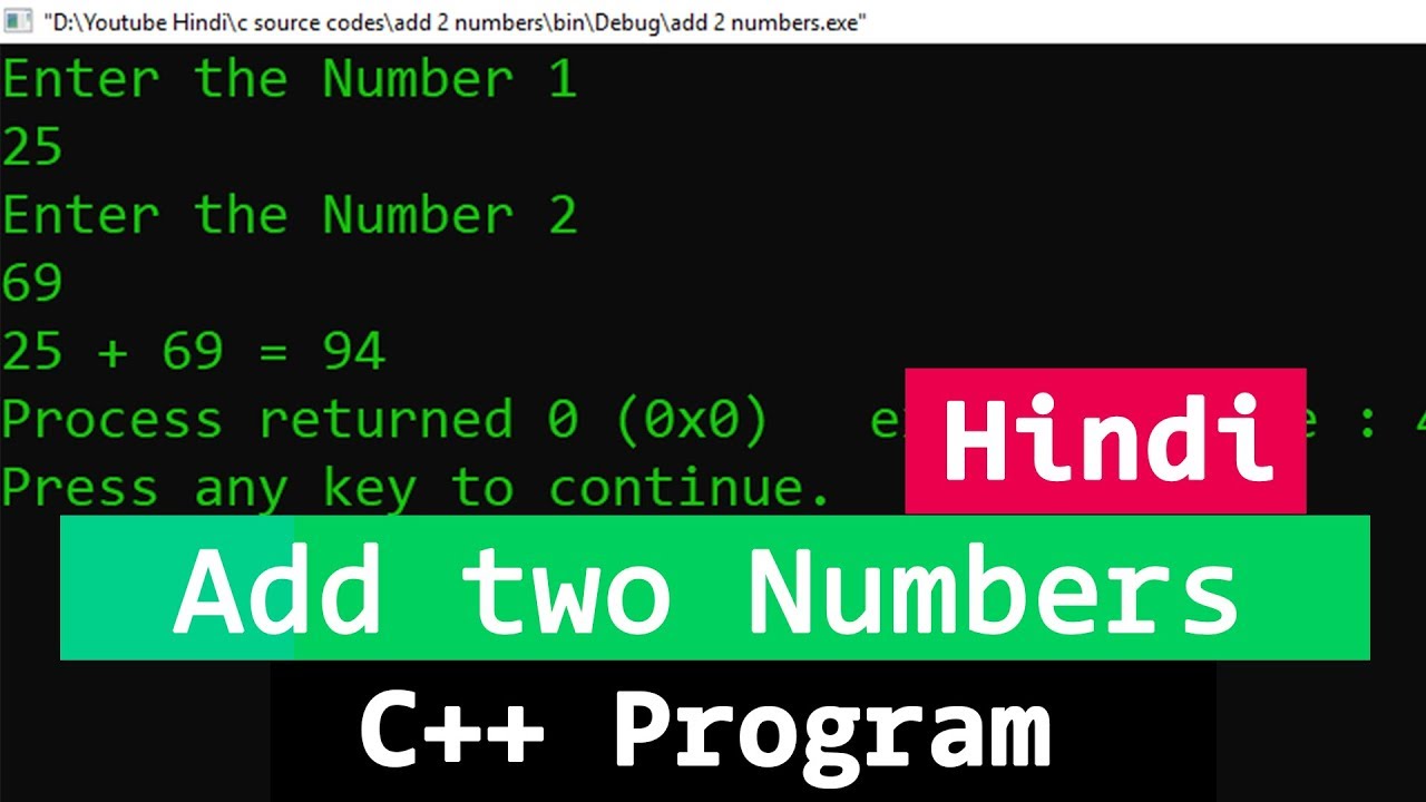 C++ Program to Add Two Numbers | Tutorial in Hindi