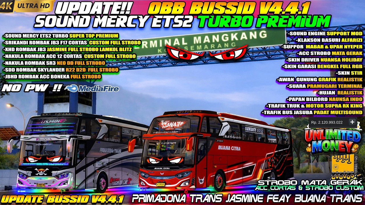 UPDATE BUSSID V4.4.1 !! OBB BUSSID V4.4.1 TERBARU SOUND MERCY ETS2 TURBO PREMIUM GRAFIK ETS2 HD 4K