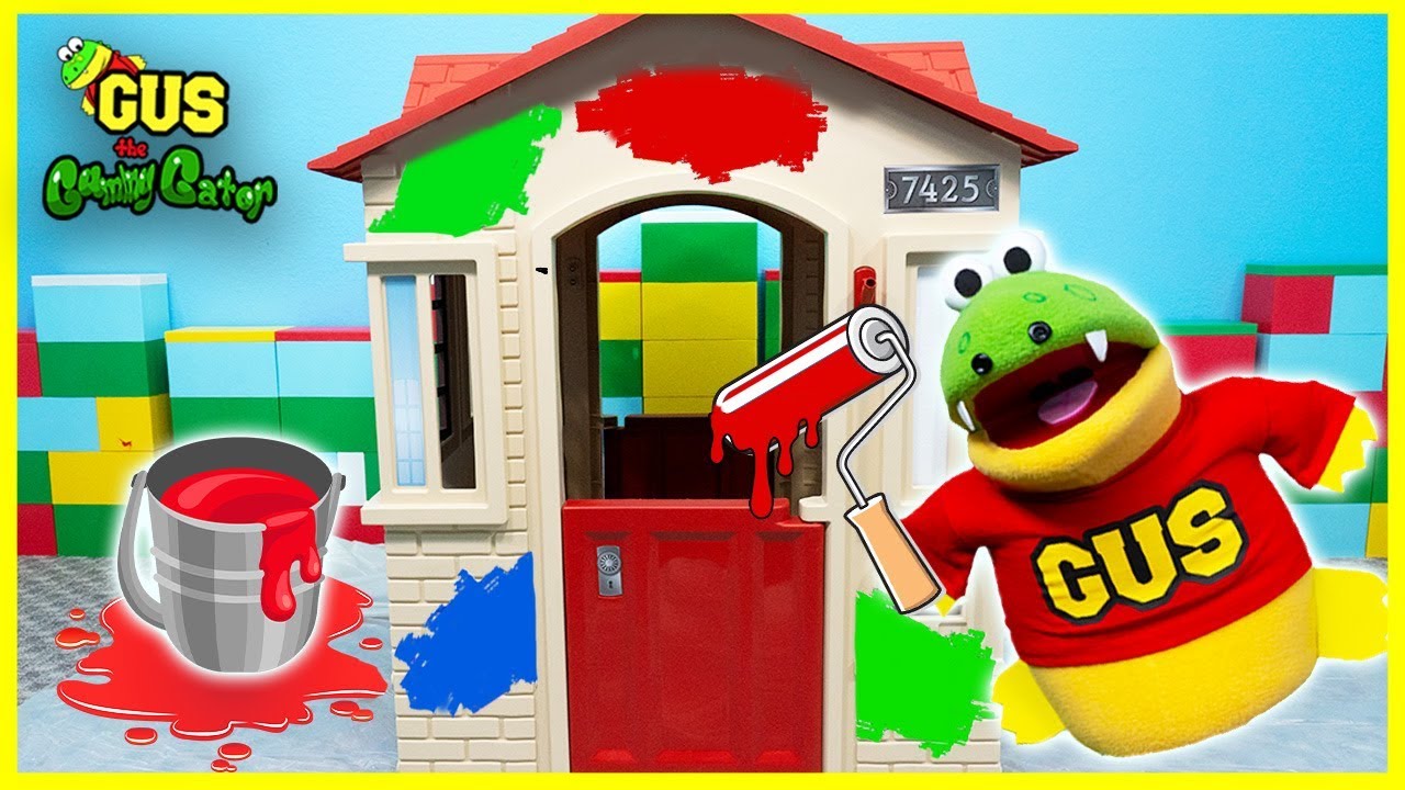 Learning Colors Pretend Play Painting a Playhouse with Gus the Gummy Gator!