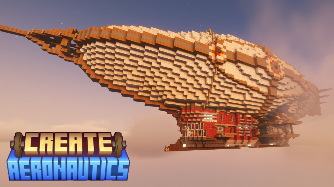 The Best Airship in Create Aeronautics? | Schematic Included | Crimson Engine