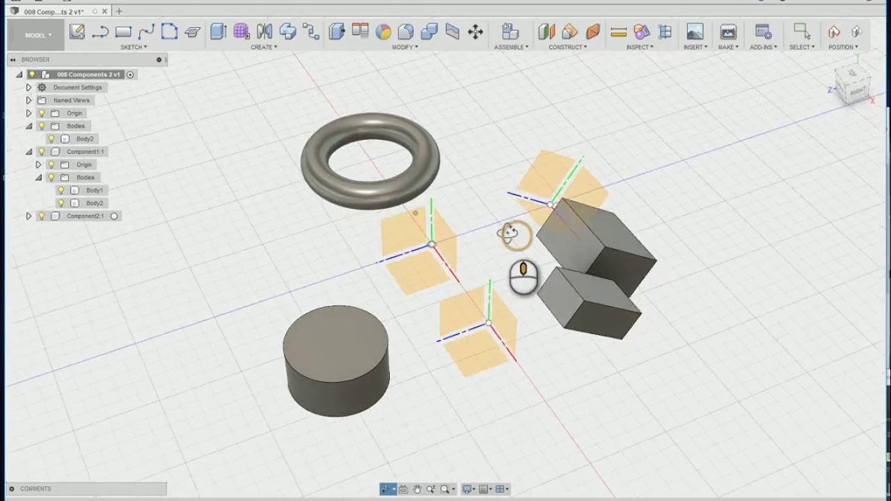 Системы координат компонентов #Fusion360