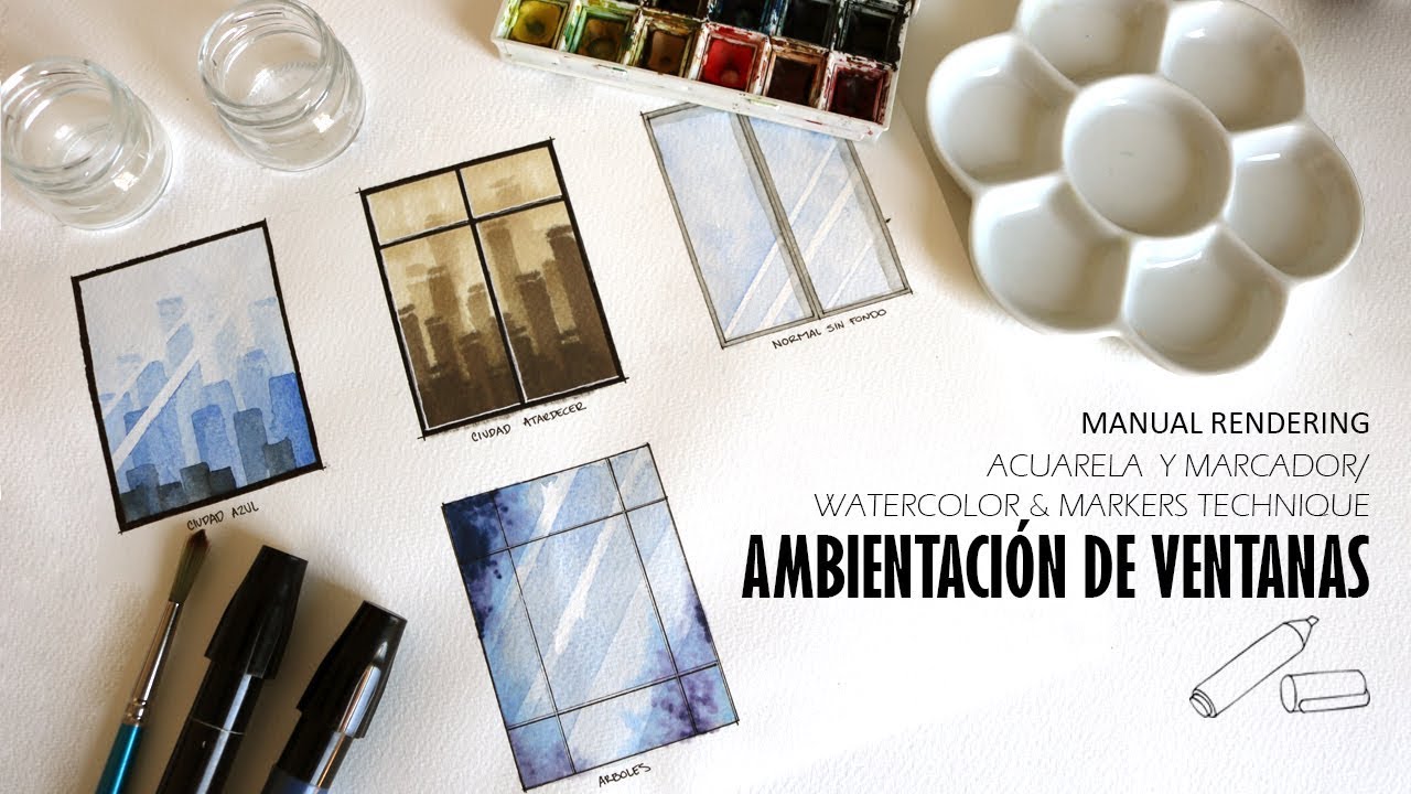 4 FORMAS DE AMBIENTAR VENTANAS EN ARQUITECTURA / 4 WAYS TO DRAW WINDOWS WITH CHARTPAK MARKERS