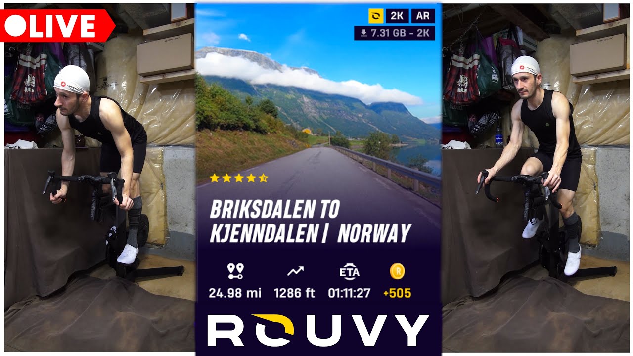 Cycling 25 Miles in Scenic Norway Live on Rouvy | Indoor Cycling