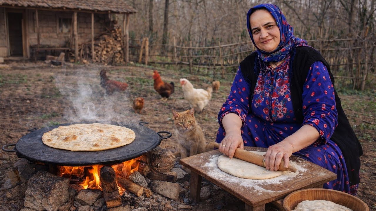 Уютное загородное утро | Традиционная выпечка хлеба и деревенский омлет с помидорами