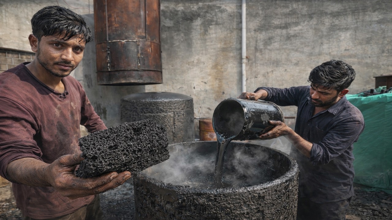 Liquid Chemical to Manufacturing Black Polyurethane Sponge Foam | Amazing Satisfy Process!