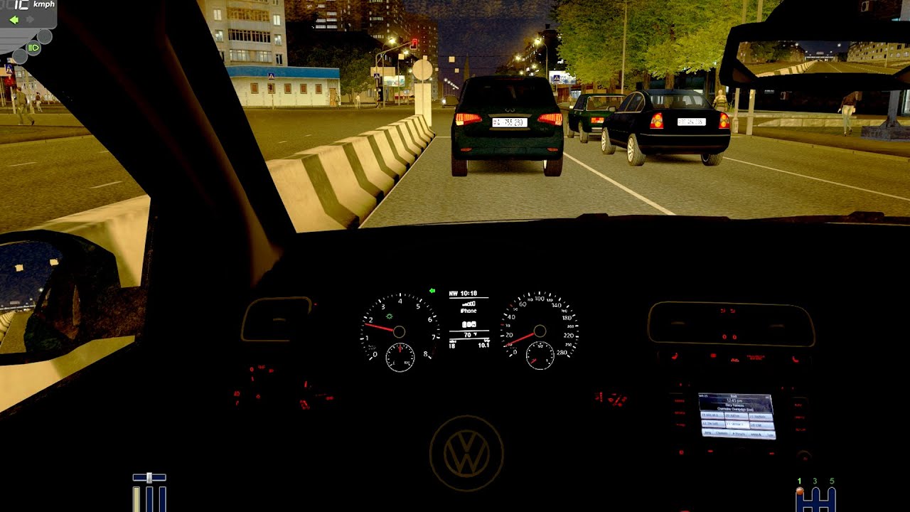City Car Driving - Volkswagen Polo Sedan night driving