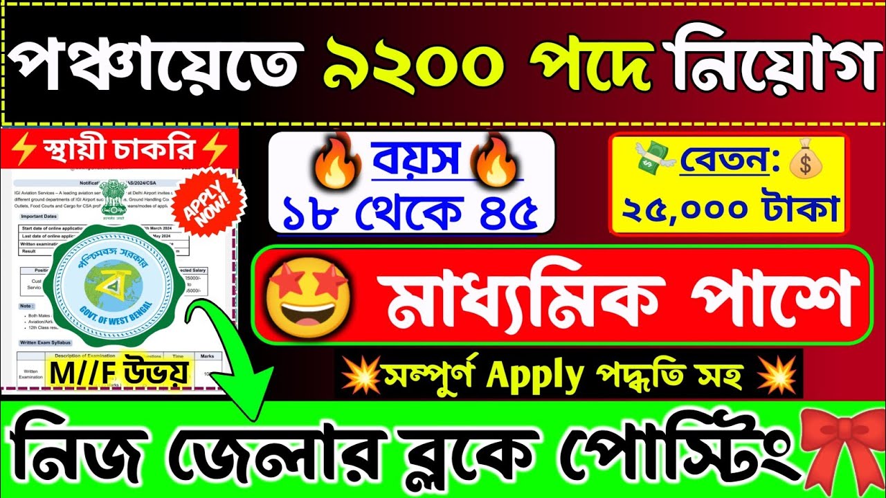 😱পরীক্ষা ছাড়াই প্রতিটি গ্রাম পঞ্চায়েতে 7000 পদে নিয়োগ🔥WB Gram Panchayat Recruitment 2026💥#job#wb 