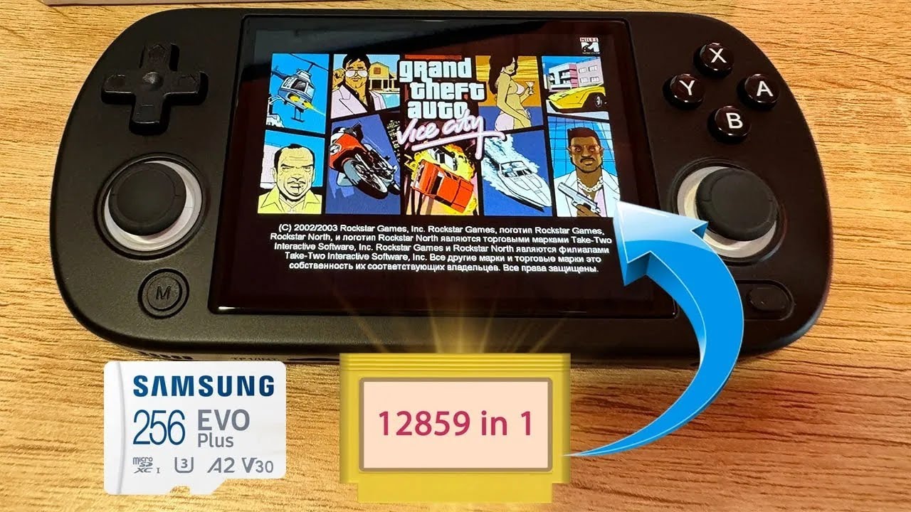 Карта с играми на обновленной прошивки Knulli для Anbernic RG40xx H на 256gb, сборка 12859 ретро игр