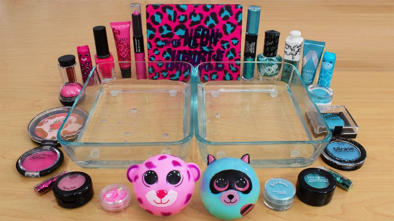 Pink vs Teal - Mixing Makeup Eyeshadow Into Slime! Special Series 149 Satisfying Slime Video