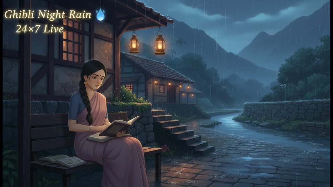Ghibli Night Rain 🌧️ | 24×7 Calm Live