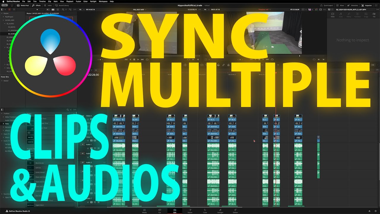 How to sync multiple clips and audio on DaVinci Resolve!