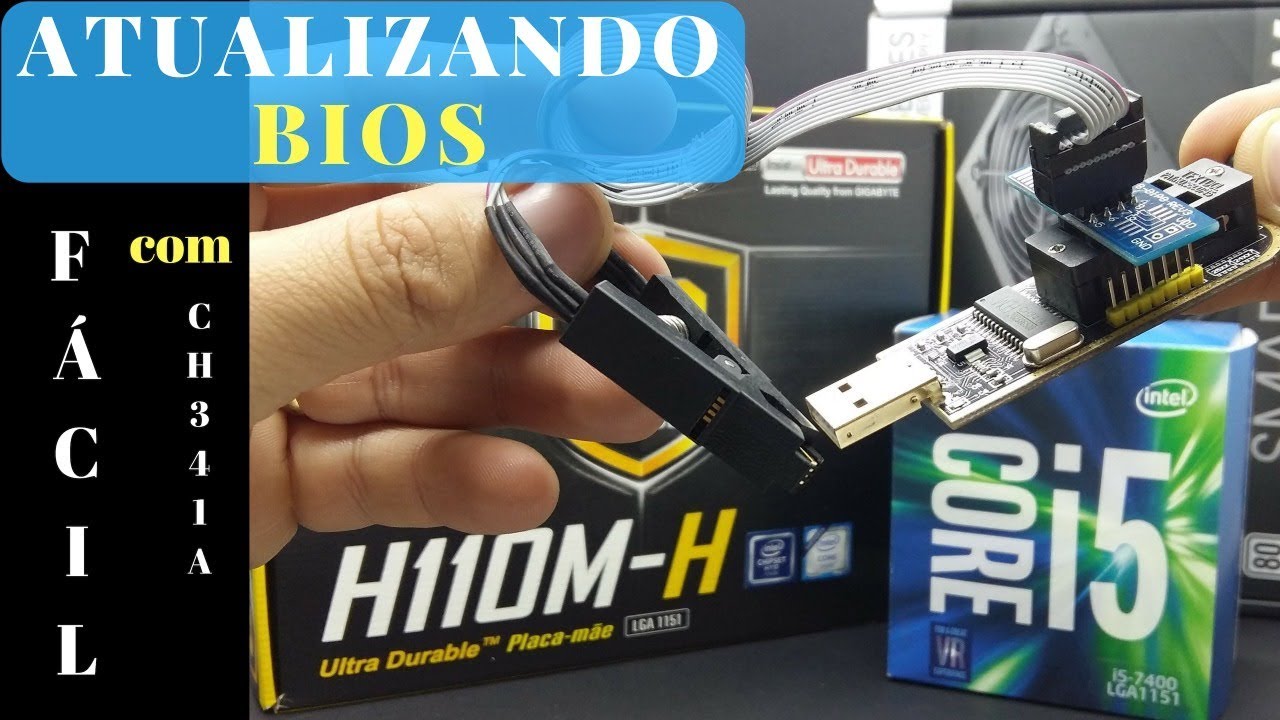 Atualizar Bios da Placa mãe H110M-H DDR4 Para 7°Geração C/ CH341A usando pinça JACARÉ