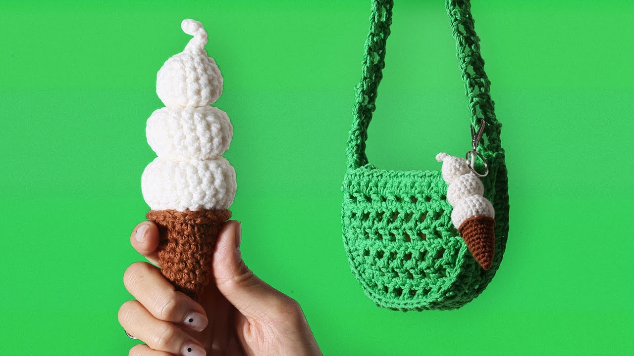 소프트 아이스크림 코바늘 키링 뜨기 / Crochet Ice cream cone