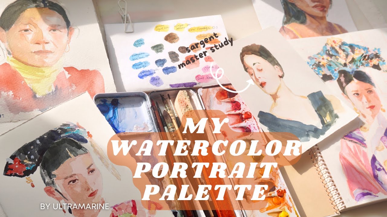 My watercolor palette for painting portrait ⎮ Sargent master study painting process 🎨