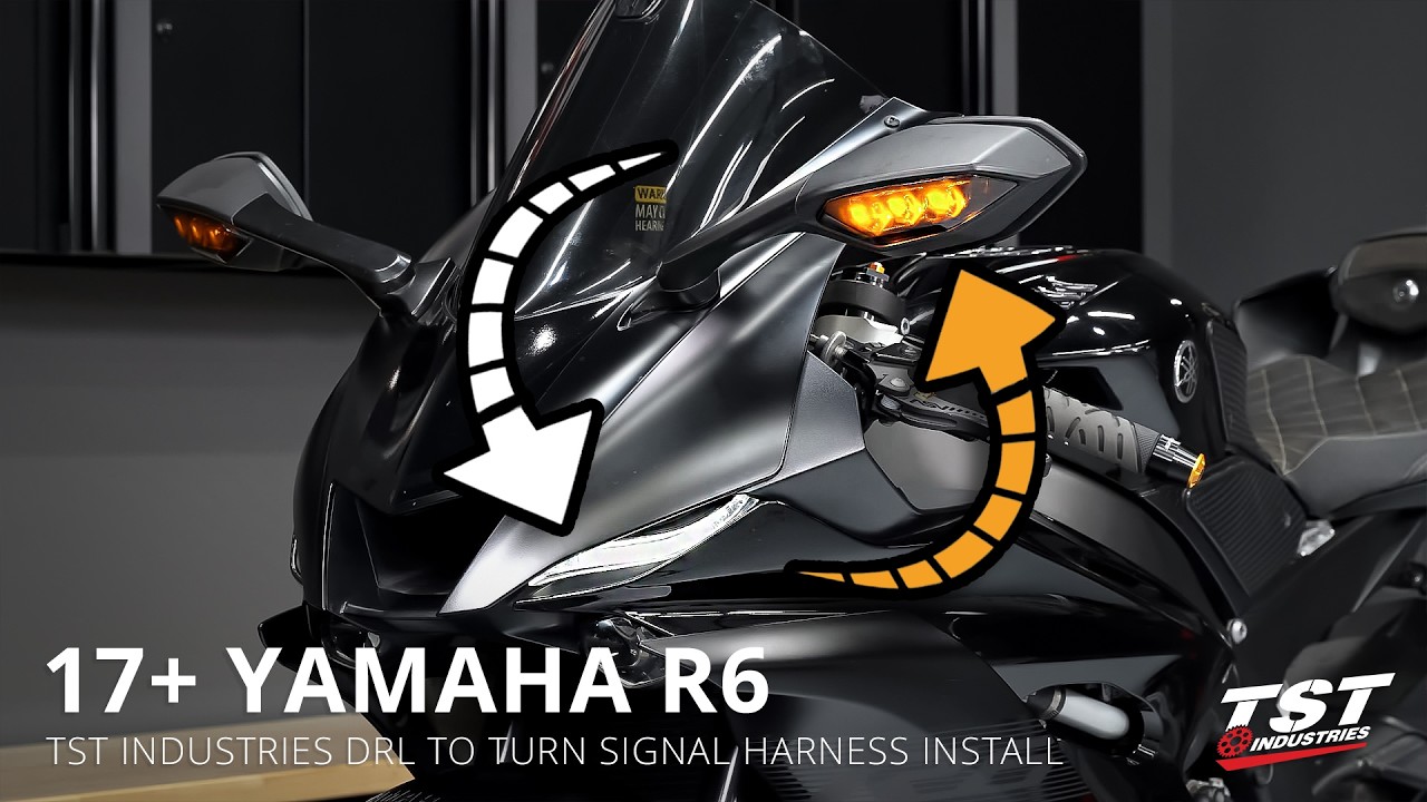 Установка преобразователя жгута проводов DRL в поворотники TST для мотоцикла Yamaha YZF-R6 2017 г...