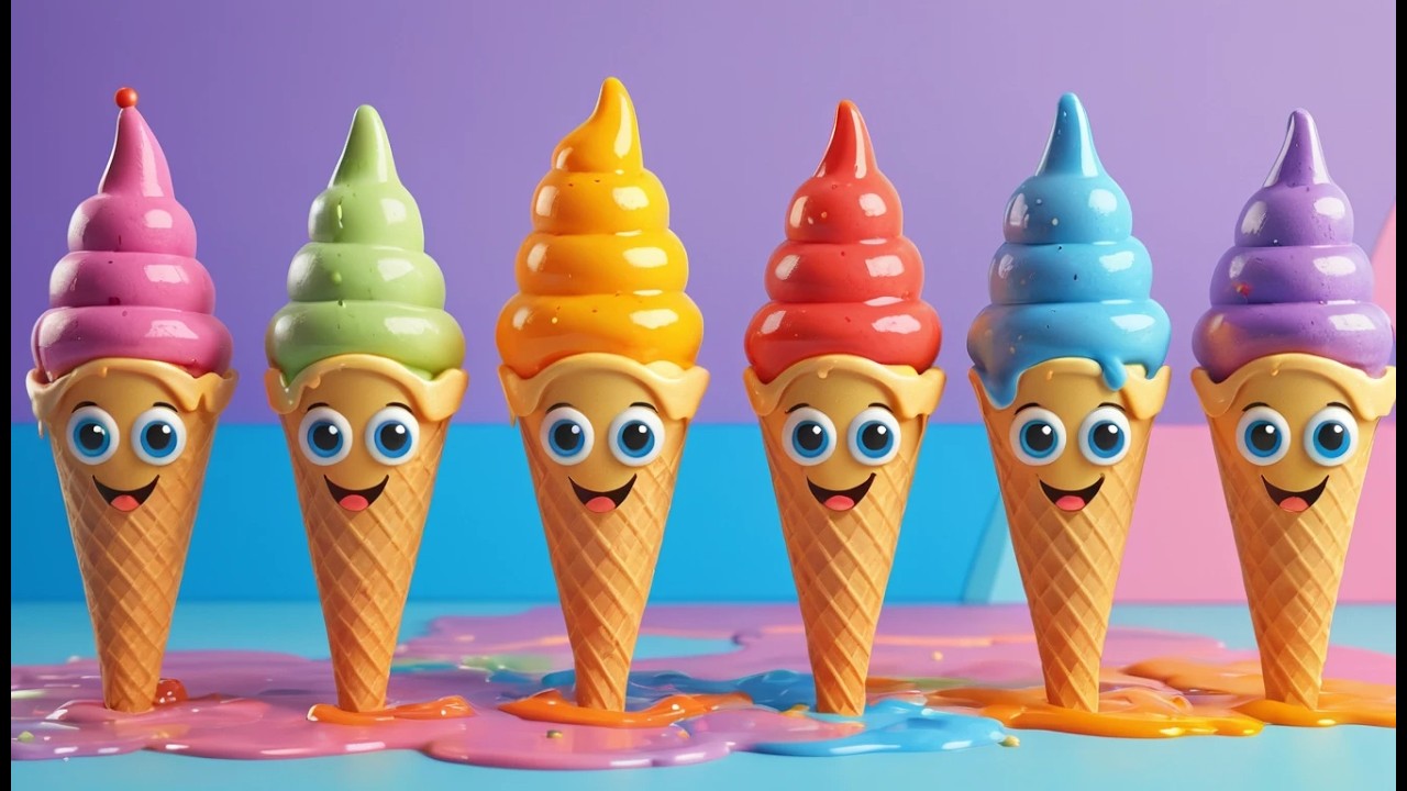 Six Little Toy Ice Cream Cones Melt Melt Melt | Counting & Colors Song for Kids