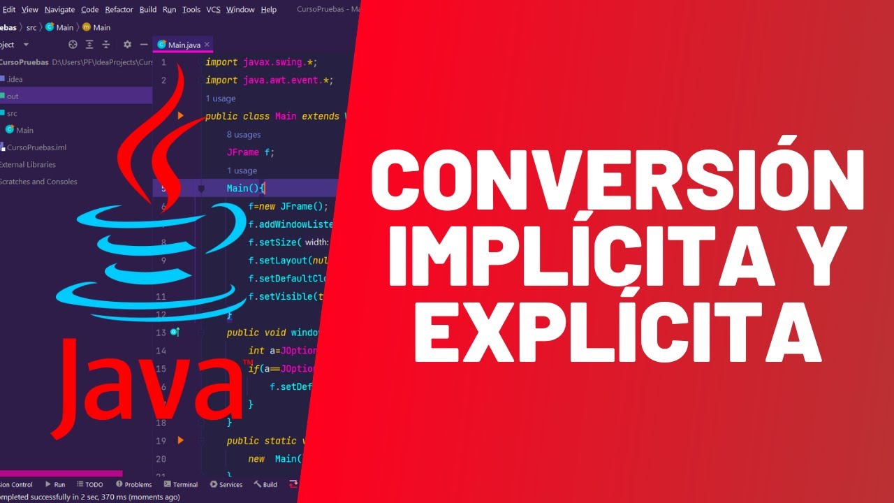 Conversión IMPLÍCITA y EXPLÍCITA de tipos de datos - MÁSTER EN JAVA - #25