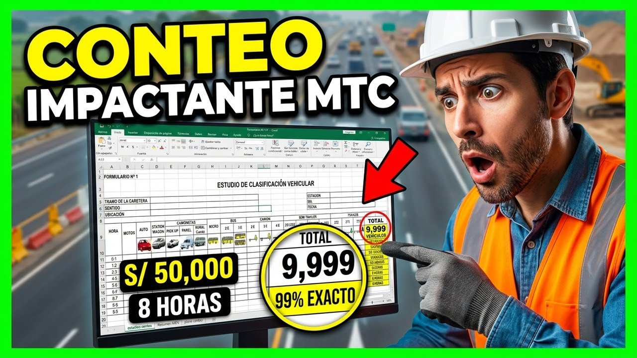 ‎✅ Formato de conteo vehicular excel ‎👉 Aforo vehicular MTC