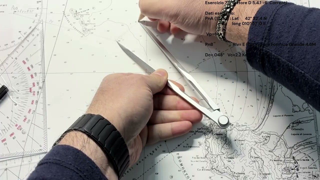 Patente Nautica ep. 77 - Carteggio Oltre Mappa 5D - Correnti (Esercizio 77 - 5.4.1-6)