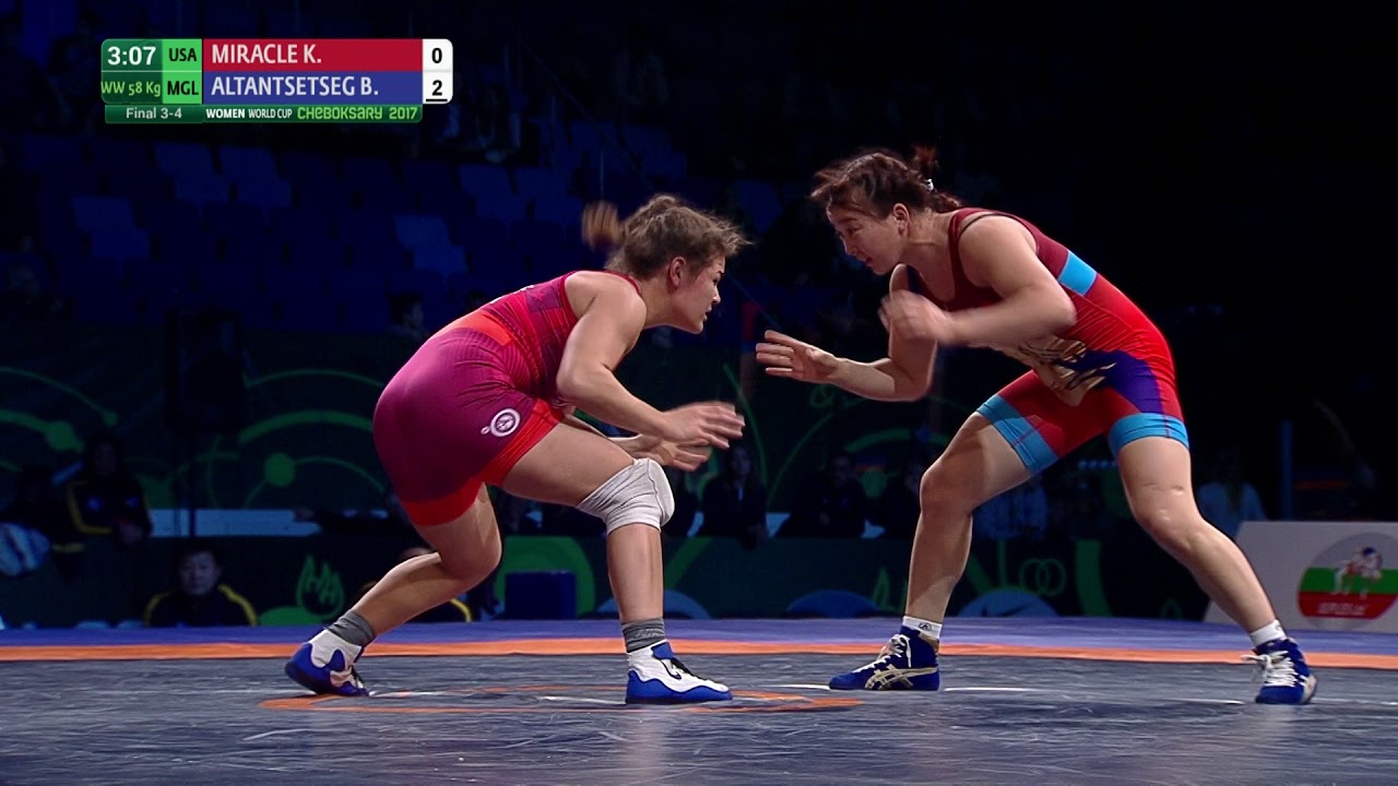 BRONZE WW - 58 kg: B. ALTANTSETSEG (MGL) df. Kayla Miracle (USA) by VPO1, 6-1