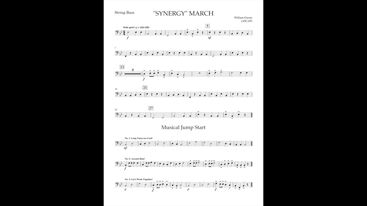 Synergy March (String Bass part) by William Owens