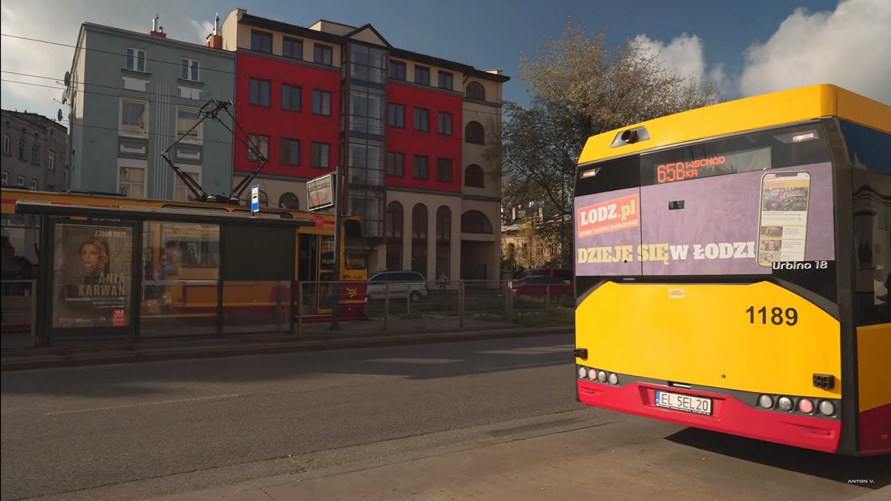 Poland, Łódź, bus 65B ride from Pl. Barlickiego to Zachodnia - Lutomierska