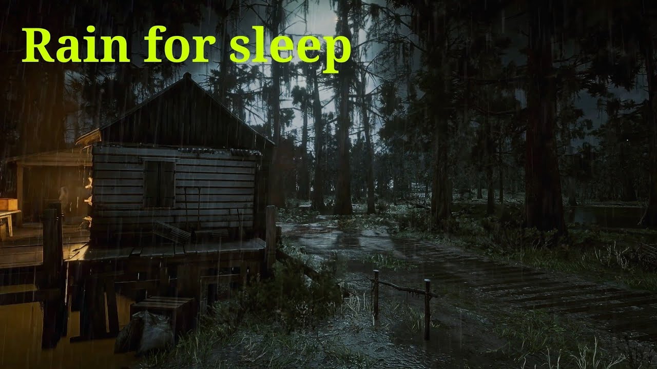 Swamp Hut Thunderstorm 🌧️🐊 Rain, Distant Thunder & White Noise for Deep Sleep 10 Hours
