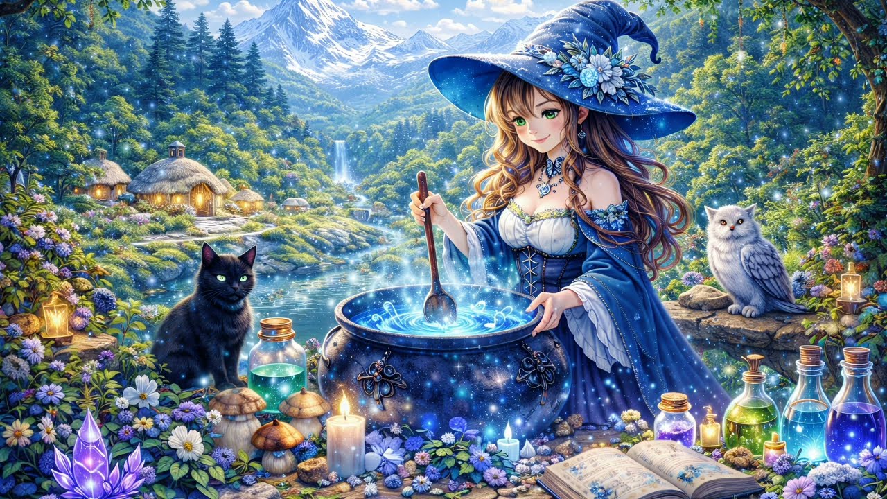 Enchanted Forest Valley 🌿 Potion Brewing Fantasy | Cinematic Anime Ambience