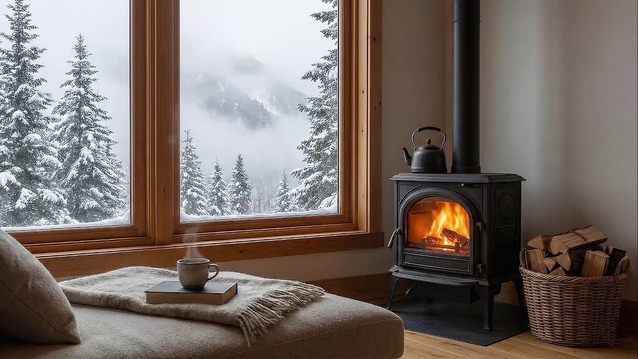 Relaxing Fireplace Sounds with Piano 🎹🔥 | Cozy Winter Cabin Ambience