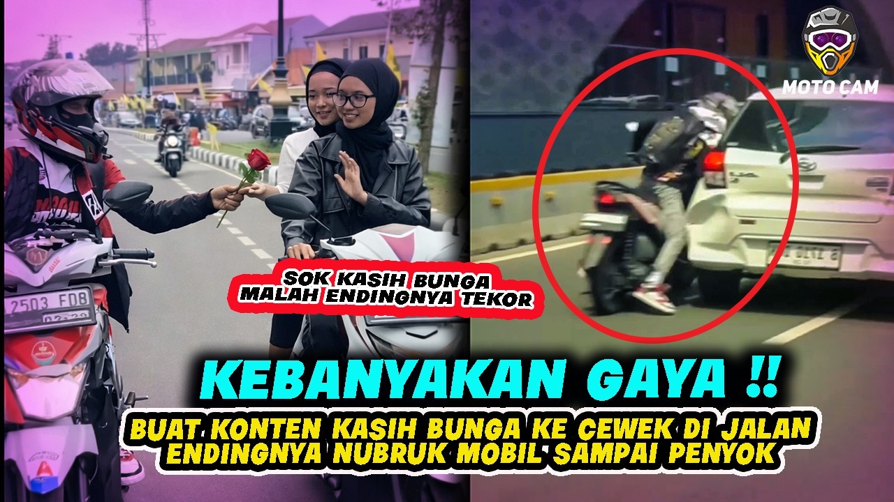 BANYAK GAYA KENA KARMA‼️ Sok Kasih Bunga, Endingnya Tekor Karena Nubruk Mobil Sampai Penyok
